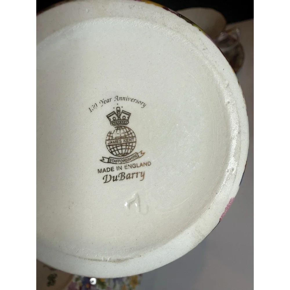 James Kent Dubarry Chintz Large Creamer 4 Cups & Saucers England 9 Pc